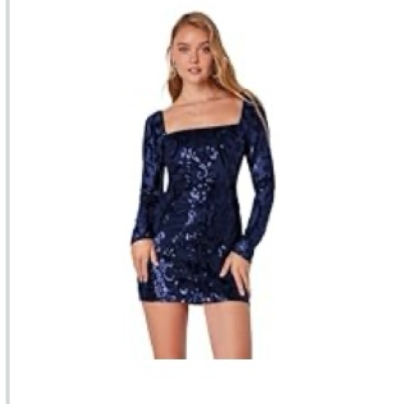 Navy Blue Sequin, special occasion dress. - Picture 1 of 6